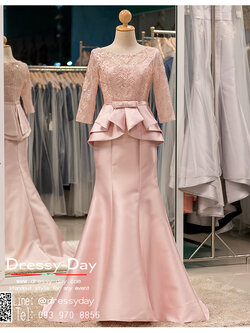 รหัส ชุดราตรี :PFL059 ชุดไปงานแต่ง ชุดราตรียาว ผ้าลูกไม้เรียบหรู เหมาะสำหรับงานแต่งงาน งานกลางคืน กาล่าดินเนอร์