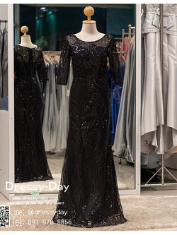 รหัส ชุดราตรียาว : BB128 ชุดแซก ชุดราตรียาว ดูดีมีระดับ ราตรียาวสวยหรู ปิดต้นแขน พรางหน้าทอง ใส่แล้วผอม ใส่แล้วเพรียว สวย หรู อลังและปังสุดๆ สวยเก๋เหมาะใส่ออกงานกลางคืน งานแต่งงาน สีดำ