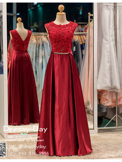 รหัส ชุดราตรียาว : PF002 ชุดราตรียาว เดรสออกงาน ชุดไปงานแต่งงาน ชุดแซก สีไวน์แดง สวยด้วยลูกไม้ด้านบนและเรียบหรูด้วยผ้าซาติน เหมาะสำหรับงานแต่งงาน งานกลางคืน กาล่าดินเนอร์