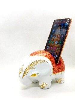 ช้างวางมือถือและนามบ้ตร Size M สีขาวแดง