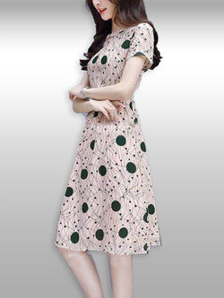 ชุดเดรสแฟชั่นสีเบจแต่งลายทรงสวมใส่ทำงานหรือไปงานก็ได้จ้า รหัส 1964