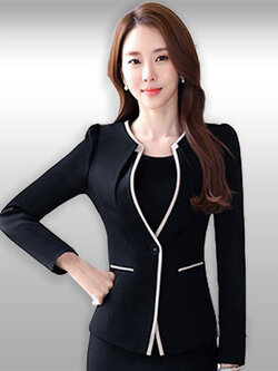 เสื้อสูทผู้หญิงสีดำแขนยาวสไตล์เรียบหรูรหัส1803