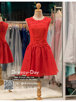 รหัส ชุดราตรีสั้น : BB118 ชุดแซก ชุดราตรี สีแดง แขนกุด เรียบหรูเหมาะใส่ออกงานกลางคืน งานคอกเทล ชุดไปงานแต่งงาน