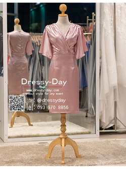 รหัส ชุดราตรี :PFS083 ชุดราตรีสั้น มีแขน พร้อมส่ง สวย เรียบ หรู ดูแพง ใส่ไปงานแต่งงานกลางวัน กลางคืน คนอ้วนใส่สวยมาก