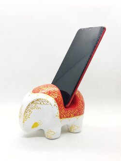 ช้างวางนามบัตรและมือถือ Size S สีขาวแดง