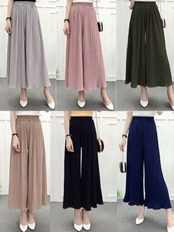 กางเกงแฟชั่นทรงพลีทยาว มี 7 สี รหัส2210