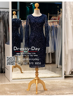 รหัส ชุดราตรี :PFS091 ชุดราตรีกลิตเตอร์ มีแขนยาว เดรสกลิตเตอร์พร้อมส่ง ชุดไปงานแต่ง glitter สวย หรู คนอ้วน คนอวบ ใส่สวย