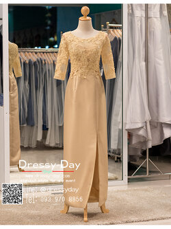 รหัส ชุดเจ้าภาพ : PFL073A ชุดราตรียาวมีแขน พร้อมส่ง ชุดไปงานแต่งกลางคืน คนอ้วนใส่สวย