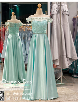 รหัส ชุดราตรียาว :PF056 ชุดราตรียาว เดรสออกงาน ชุดไปงานแต่งงาน ชุดแซก สีเขียวมิ้น สวยด้วยลูกไม้ด้านบนและเรียบหรูด้วยผ้าซาติน เหมาะสำหรับงานแต่งงาน งานกลางคืน กาล่าดินเนอร์