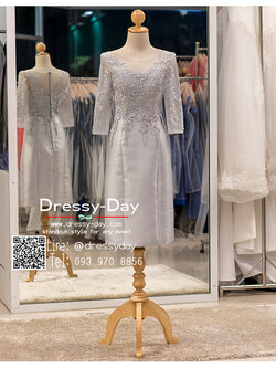 รหัส ชุดราตรี : PFS063 ชุดแม่เจ้าสาว ชุดแม่เจ้าบ่าวสีเทา