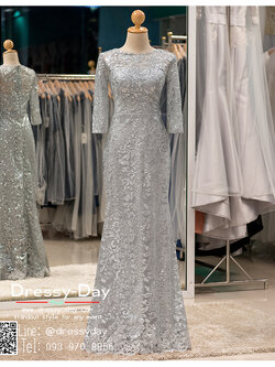 รหัส ชุดราตรียาว :PFL085 ชุดแซก ชุดราตรียาวสกรีนงานเพชรทั้งชุดรูปดอกไม้ ดูดีมีระดับ ราตรียาวสวยหรู ปิดต้นแขน ใส่แล้วผอม ใส่แล้วเพรียว สวย หรู อลังและปังสุดๆ สวยเก๋เหมาะใส่ออกงานกลางคืน งานแต่งงาน สีเทาเงิน แขนยาว คอกลม