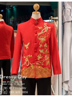 รหัส เสื้อจีนชาย : KPM002 เสื้อจีนชาย พร้อมส่ง ปักดิ้นทอง เท่ห์มากๆ เนื้อผ้าพรีเมี่ยม คัตติ้งเนี๊ยบ เหมาะสำหรับใส่ในพิธียกน้ำชา ถ่ายพรีเวดดิ้ง หรือสำหรับญาติเจ้าภาพ