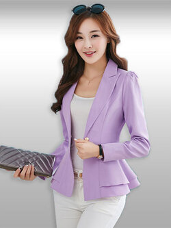 เสื้อสูทผู้หญิงแขนยาวสีม่วงเอวระบาย 6 ไซส รหัส2067
