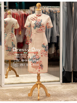 รหัส ชุดกี่เพ้า : KPS124 ชุดกี่เพ้าแฟชั่น แบบประยุกต์ สไตล์โมเดริน์ แบบมีแขน คนอ้วน อวบใส่สวยมากค่ะ