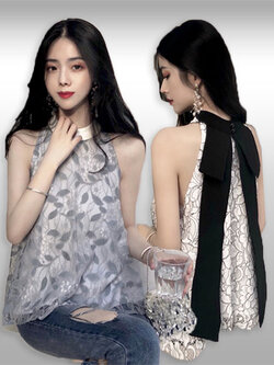 เสื้อแฟชั่นลูกไม้ใส่ออกงานสวยหรู มี2สี รหัส 2152