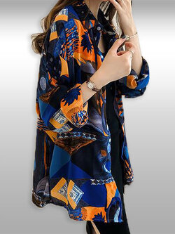 เสื้อแฟชั่นลายเรขาคณิตทรงหลวมสไตล์เก๋ รหัส2161