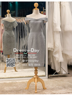 รหัส ชุดราตรี :PFS071 ชุดราตรีสั้น พร้อมส่ง เปิดไหล่ ผ้ากลิตเตอร์ สวย หรู เซ็กซี่เล็กๆ ใส่แล้วเก็บหุ่น คนอ้วนก็ใส่สวยค่ะ