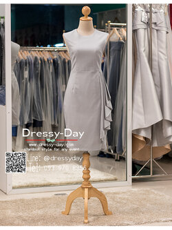 รหัส ชุดราตรีสั้น : PK016 ชุดแซก ชุดราตรี สีเทา เงิน เรียบหรูเหมาะใส่ออกงานกลางคืน งานคอกเทล