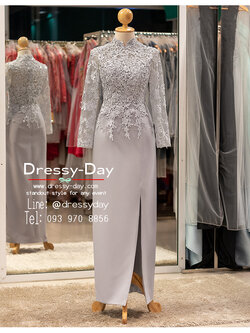 รหัส ชุดเจ้าภาพ : PFL168 ชุดแม่เจ้าสาวงานเช้า ชุดแม่เจ้าบ่าวตอนกลางวัน ชุดเจ้าภาพแขนยาว สวย หรู สง่างาม