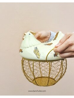 Gold Egg Basket ตะกร้าใส่ไข่หรือผลไม้ สีทอง