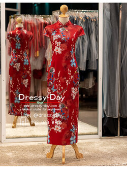 รหัส ชุดกี่เพ้า : KPL163 ชุดกี่เพ้าแฟชั่น แบบยาว ชดกี่เพ้าประยุกต์ โมเดริน์ ใส่ต้อนรับเทศกาลตรุษจีน สวยมากค่ะ