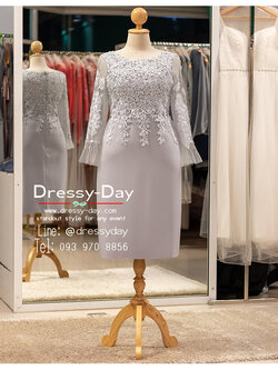 รหัส ชุดเจ้าภาพ : PFS098 ชุดแม่เจ้าสาวอวบ อ้วน ชุดแม่เจ้าบ่าวตอนกลางวัน เช้า แบบแขนยาว สวย หรูหรา สมฐานะเจ้าภาพ