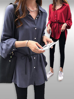 เสื้อเชิ๊ตแฟชั่นคอปกแขนยาวแบบสวยสไตล์เกาหลี รหัส2021