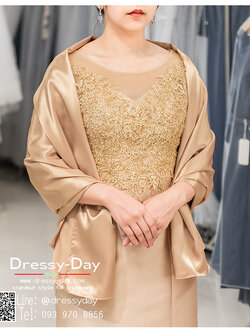 รหัส ชุดผ้าคลุมไหล่ : DD005 ผ้าคลุมไหล่ชุดราตรี ไปงานแต่ง ออกงาน สวย เรียบหรู ไฮโซมากค่ะ พร้อมส่ง สีทอง