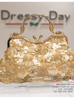 กระเป๋าออกงาน TE022: กระเป๋าออกงานพร้อมส่ง สีทอง แบบมีหูหิ้ว สวยหรูกับดีเทลเลื่อม ราคาถูกกว่าห้าง ถือออกงาน หรือ สะพายออกงาน สวย หรู ดูดีมากค่ะ เริ่ดคร๊า