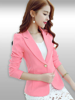 เสื้อสูทผู้หญิงแขนยาวสีชมพูสไตล์เรียบหรู มี 5 ไซส รหัส1649