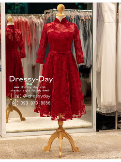 รหัส ชุดราตรีสั้น :PFS113 ชุดราตรีสั้น minimal style ชุดยกน้ำชาพิธีจีน สวย เรียบๆ แต่หวานหรูแบบดารา