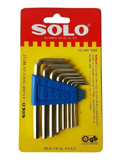 กุญแจแอล SOLO ประแจหกเหลี่ยมชุบขาว CRV ชุด 8 ชิ้น รุ่น 901 mm. 02-7374802-3