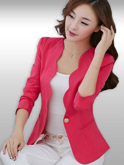 เสื้อสูทผู้หญิงแฟชั่นปกหยักแบบเรียบหรู มี5ไซส รหัส2407 PINK