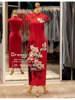 รหัส ชุดกี่เพ้า : KPL169 ชุดตรุษจีน หญิง ชุดกี่เพ้าแฟชั่น มีแขน พร้อมส่ง คนอ้วน อวบ ใส่สวย