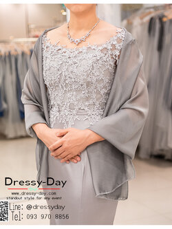 รหัส ชุดผ้าคลุมไหล่ : DD001 ผ้าคลุมไหล่ชุดราตรี ไปงานแต่ง ผ้าคลุมไหล่ชุดราตรีไซส์ใหญ่ เสื้อคลุมชุดราตรี พร้อมส่ง สวย เรียบหรู สีเทา