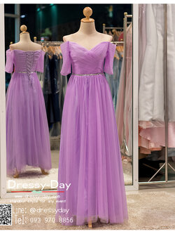 รหัส ชุดราตรียาวคนอ้วน : BB108 ชุดแซก ชุดราตรียาวมีแขน หรู สีม่วง แขนยาว เรียบหรู เหมาะสำหรับงานแต่งงาน งานกลางคืน กาล่าดินเนอร์