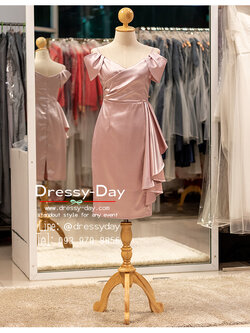 รหัส ชุดราตรีสั้น :PFS102 ชุดราตรีสั้นพร้อมส่ง ชุดราตรีสั้น เปิดไหล่ ชุดไปงานแต่งกลางคืน กลางวัน คนอ้วนใส่สวย