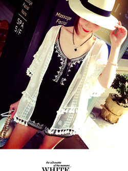 เสื้อคลุมแฟชั่นปักด้าย แต่งพู่สองชั้นตามแบบ สวยเก๋