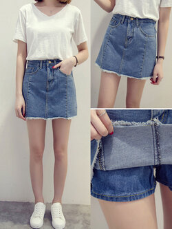 กางเกงกระโปรงยีนส์สั้น งานนี้สวยผ้ายีนส์แท้ S,M,L รหัส 1398