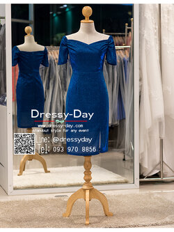 รหัส ชุดราตรี :PFS084 ชุดไปงานแต่งสั้น แบบมีแขน ชุดไปงานแต่งงานกลางคืน ธีม gliter เรียบ หรู ดูแพง พร้อมส่ง