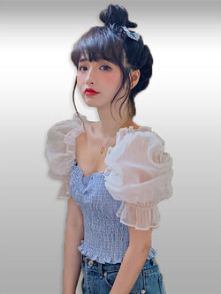 เสื้อครอปแฟชั่นสวยหวานสไตล์เกาหลี รหัส 2320