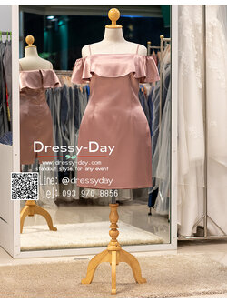 รหัส ชุดราตรี :PAS005 ชุดราตรีสั้นพร้อมส่ง ชุดราตรีสั้น เปิดไหล่ ชุดไปงานแต่งกลางคืน กลางวัน คนอ้วนใส่สวย