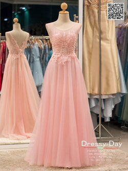 รหัส ชุดราตรี : PF120 ชุดราตรียาวตกแต่งลูกไม้งานสวย พร้อมส่ง ชุดไปงานแต่งงานสีชมพู ใส่ถ่ายพรีเวดดิ้งแนวเจ้าหญิง ริมทะเล หรือในสวน แบบชมพู่ สวยมากๆ ค่ะ