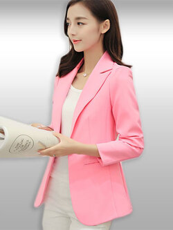 เสื้อสูทผู้หญิงแขนยาวสีชมพูพาสเทลสวยหวานรหัส1863