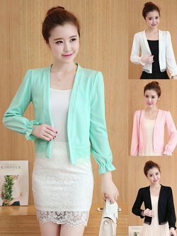 เสื้อคลุมแฟชั่นแขนยาว แต่งชายผ้าลูกไม้ สวยหวานสไตล์เกาหลีมี 4 สี รหัส 1753