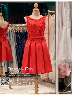 รหัส ชุดราตรีสั้น : ฺฺBB058 ชุดเดรส แขนกุด ราตรีสั้นสีแดงแขนกุด มีโบว์น่ารักที่เอว โชว์ไหล่สวยๆ ช่วงเป็นผ้าลูกไม้ด้านล่างเป็นผ้าซาติน