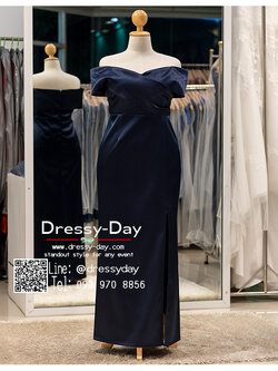 รหัส ชุดราตรียาว : PFL110 ชุดไปงานแต่ง แบบมีแขน เปิดไหล่ ชุดไปงานแต่งงานกลางคืน เรียบ หรู ดูแพง พร้อมส่ง