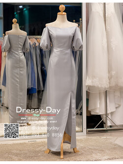 รหัส ชุดราตรี :PFL097 ชุดราตรียาวมีแขน สวยหวานหรู ราตรียาวสีเทา/เงิน ผ้าไหมญี่ปุ่น ไหล่ปาด ผ่าหน้าสวยเซ็กซี่ สวยหรูแบบเรียบโก้ และใส่ได้หลากหลายโอกาสคร๊าา มาพร้อมซับในอย่างดี คัตติ้งเนี๊ยบๆ