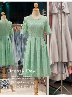 รหัส ชุดราตรีสั้น :PK002 ชุดแซก ชุดราตรี สีเขียว ลูกไม้ มีแขนเรียบหรูเหมาะใส่ออกงานกลางคืน งานคอกเทล