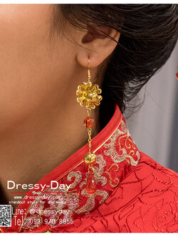 รหัส ปิ่นปักผมจีน : TR066 ขาย ต่างหู พร้อมส่ง ตุ้มหูจีน สีแดง เครื่องประดับจีน แบบโบราณ เหมาะมากสำหรับใส่ในพิธียกน้ำชา และงานแต่งงานธรรมเนียมจีน